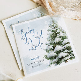 Blue Baby It's Cold Outside Baby Shower スタンダードカクテルナプキン