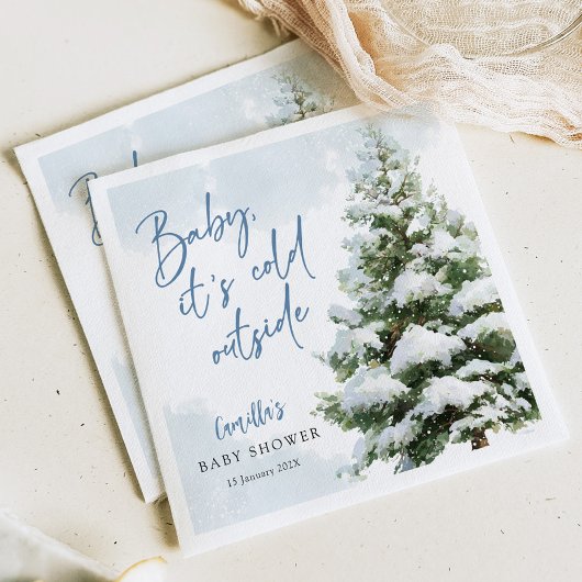 Blue Baby It's Cold Outside Baby Shower スタンダードカクテルナプキン