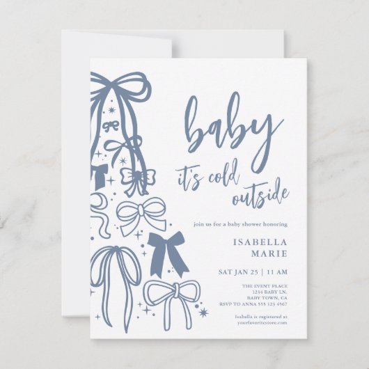 Blue Baby Its Cold Outside Baby Shower Invitation シーズンカード (正面)