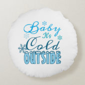 Blue Baby It's Cold Outside Winter Snowflake Kid's ラウンドクッション (裏面)