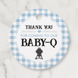 Blue Baby-Q Baby Shower Round Party Favor Tags フェイバータグ