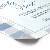 Blue Baby Shoes Gingham Baby Shower Baby Sock Hunt ポスター (角)