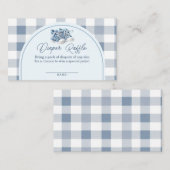 Blue Baby Shoes Gingham Baby Shower Diaper Raffle エンクロージャーカード (正面/裏面)