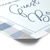 Blue Baby Shoes Gingham Baby Shower Guest Book ポスター (角)