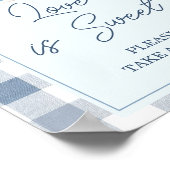 Blue Baby Shoes Gingham Baby Shower Love is Sweet ポスター (角)