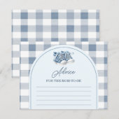 Blue Baby Shoes Gingham Booties Advice For Mommy エンクロージャーカード (正面/裏面)