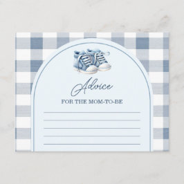 Blue Baby Shoes Gingham Booties Advice For Mommy エンクロージャーカード