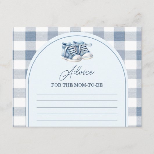 Blue Baby Shoes Gingham Booties Advice For Mommy エンクロージャーカード (正面)