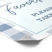 Blue Baby Shoes Gingham Booties Baby Shower Favors ポスター (角)