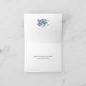 Blue Baby Shoes Gingham Booties Baby Shower Folded サンキューカード (内部)