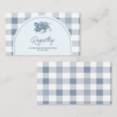 Blue Baby Shoes Gingham Boy Baby Shower Registry エンクロージャーカード (正面/裏面)