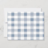 Blue Baby Shoes Gingham Boy Booties Baby Shower サンキューカード (裏面)