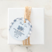 Blue Baby Shoes Gingham Boy Booties Baby Shower フェイバータグ (インサイチュ)