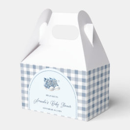 Blue Baby Shoes Gingham Boy Booties Baby Shower フェイバーボックス