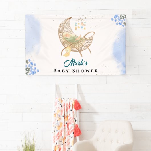 Blue Baby Shower Banner – Custom Name & Event  横断幕 (インサイチュ)
