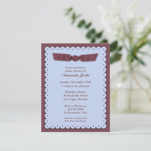 Blue Baby Shower Invitation 招待状 (スタンド正面)