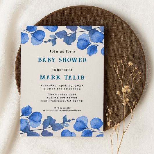 Blue Baby Shower invitation – Custom Name & Event 招待状