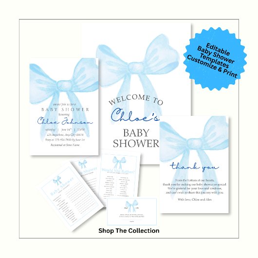 Blue Baby Shower Invitation – Editable Template