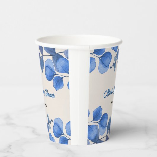 Blue Baby Shower paper cup – Custom Name & Event 紙コップ (右)