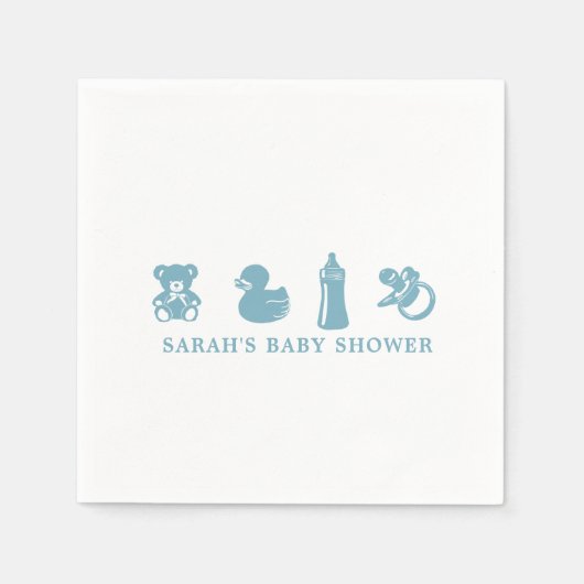Blue Baby Shower Paper Napkin スタンダードカクテルナプキン (正面)