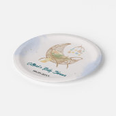 Blue Baby Shower Paper Plate – Custom Name  ペーパープレート (アングル)
