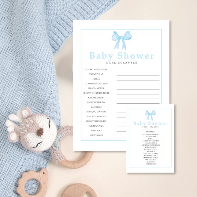 Blue Baby Shower Word Scramble Game – Printable レターヘッド (クリエイターアップロード済み)