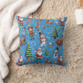 Blue Background Christmas Decorative Pattern クッション (ブランケット)