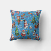 Blue Background Christmas Decorative Pattern クッション (裏面)