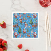 Blue Background Christmas Decorative Pattern スタンダードカクテルナプキン (インサイチュ)