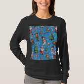 Blue Background Christmas Decorative Pattern Tシャツ (正面)