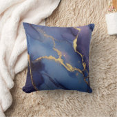 Blue background with gold streaks and dots クッション (ブランケット)