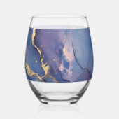 Blue background with gold streaks and dots ステムなしワイングラス (裏面)