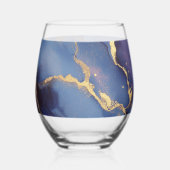 Blue background with gold streaks and dots ステムなしワイングラス (左)