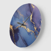 Blue background with gold streaks and dots ラージ壁時計 (傾斜)