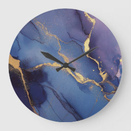 Blue background with gold streaks and dots ラージ壁時計