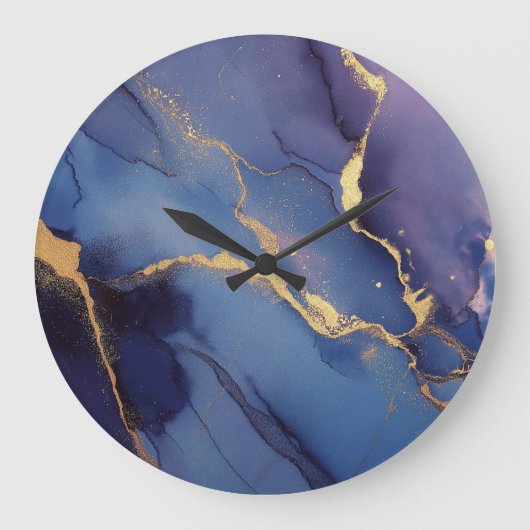 Blue background with gold streaks and dots ラージ壁時計 (正面)