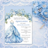 Blue Ball Gown Blue Floral Quinceañera | 招待状