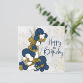 Blue Balloon Anchor Happy Birthday Flat Card カード (スタンド正面)