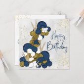 Blue Balloon Anchor Happy Birthday Flat Card カード (正面/裏面インサイチュ)