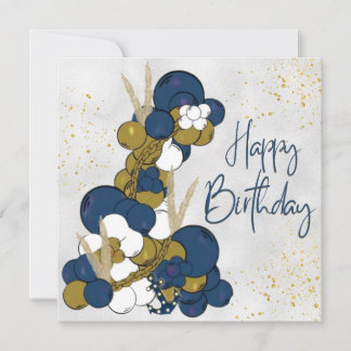 Blue Balloon Anchor Happy Birthday Flat Card カード