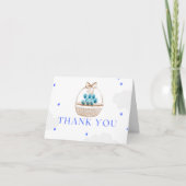 Blue Balloon Basket Baby Shower Thank You Card   サンキューカード (正面)