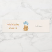 Blue Balloon Bear Boy Baby Shower ペットボトルラベル (シングルラベル)