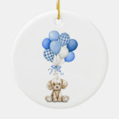 Blue Balloon Boy Baby Shower Ornament セラミックオーナメント (裏面)