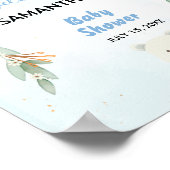 Blue balloon eucalyptus baby shower welcome sign ポスター (角)