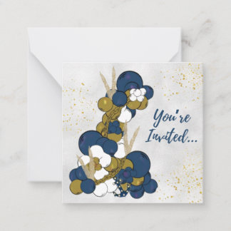 Blue Balloon Garland Anchor Invitation - Flat Card ノートカード