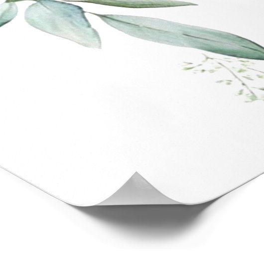 Blue Balloon Greenery Baby Shower Take One Favors ポスター (角)