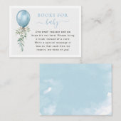 Blue Balloon Greenery Books For Baby Shower エンクロージャーカード (正面/裏面)