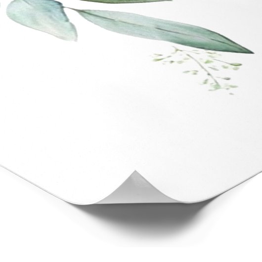 Blue Balloon Greenery Bow Baby Shower Welcome ポスター (角)