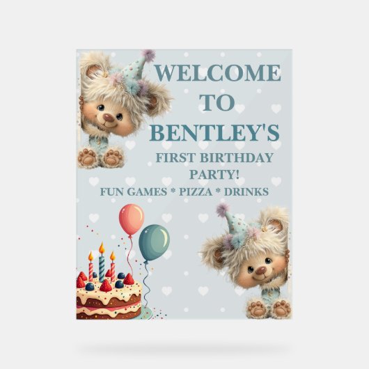 Blue Balloon Hedgehogs Celebration アクリルサイン (正面)