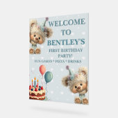 Blue Balloon Hedgehogs Celebration アクリルサイン (傾斜)